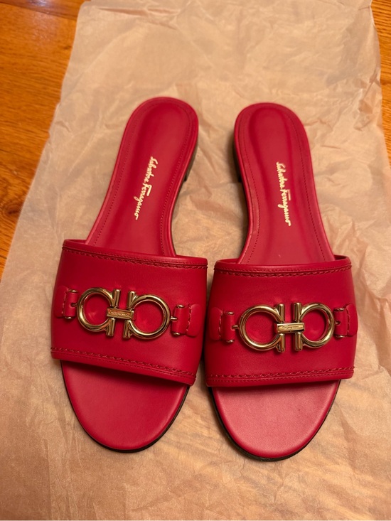 Salvatore Ferragamo Shoes - Salvatore Ferragamo Red Gancini Slides
